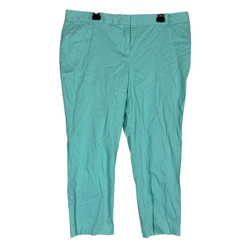 Van Heusen Pants Womens 18 Green Chino Straight Leg Ankle Dress Stretch Twill